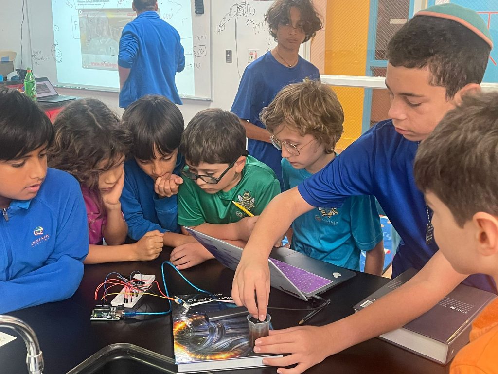 Students working on an electronics project at Centner Academy.